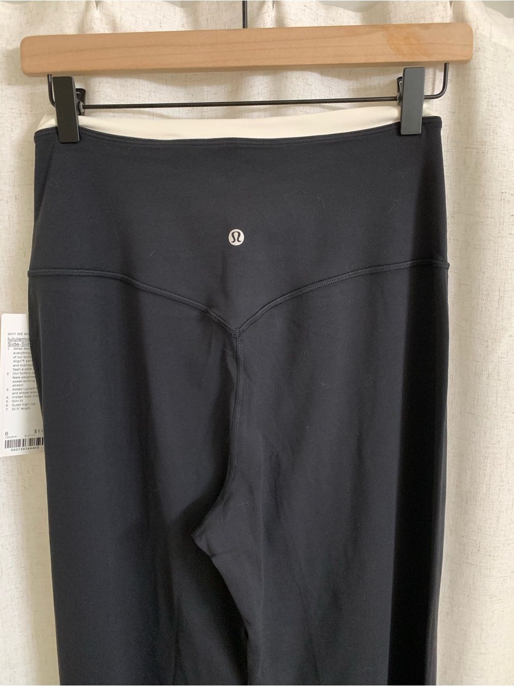 lululemon Align Side-Slit SHR Black Wide-Leg Yoga Pant Ivory Waistband 6 - Picture 10 of 11
